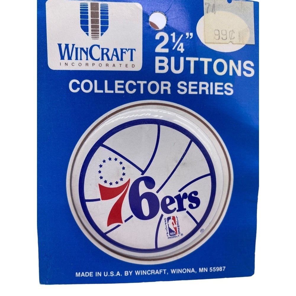 Wincraft 76ers Pin Vintage Made in USA Deadstock 2 1/4" NEW Philadelphia
